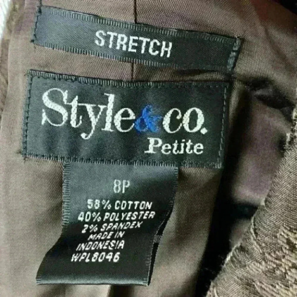 Style and Co petite stretch blazer sz 8p brown floral brocade one button jacket - Picture 9 of 10